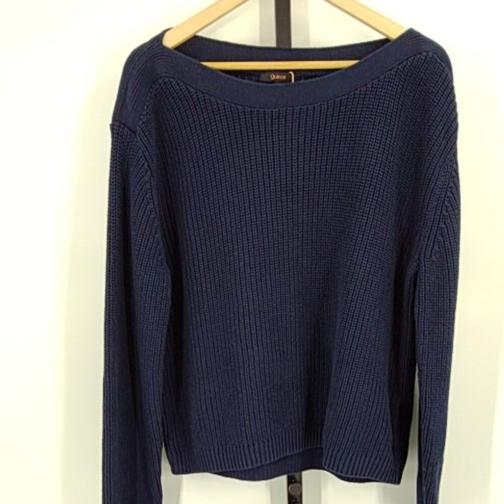 NWT Quince Women 100% Organic Cotton Fisherman Boatneck Sweater Navy M